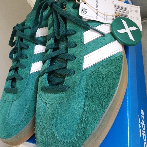 Adidas New Gazelle Collegiate green/ Lucid Pink - Picture 2 of 11